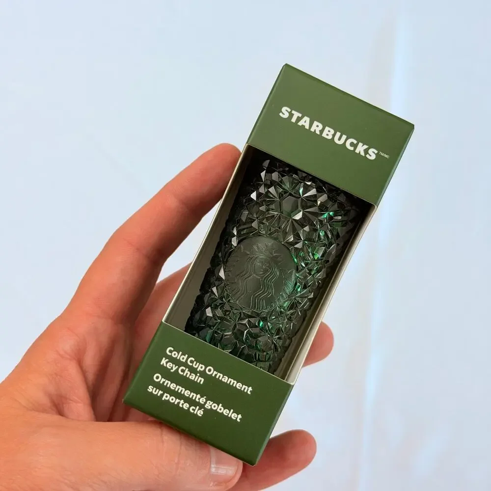 NIB Starbucks Dark Green Gem Textured Cold Cup Ornament Key Chain